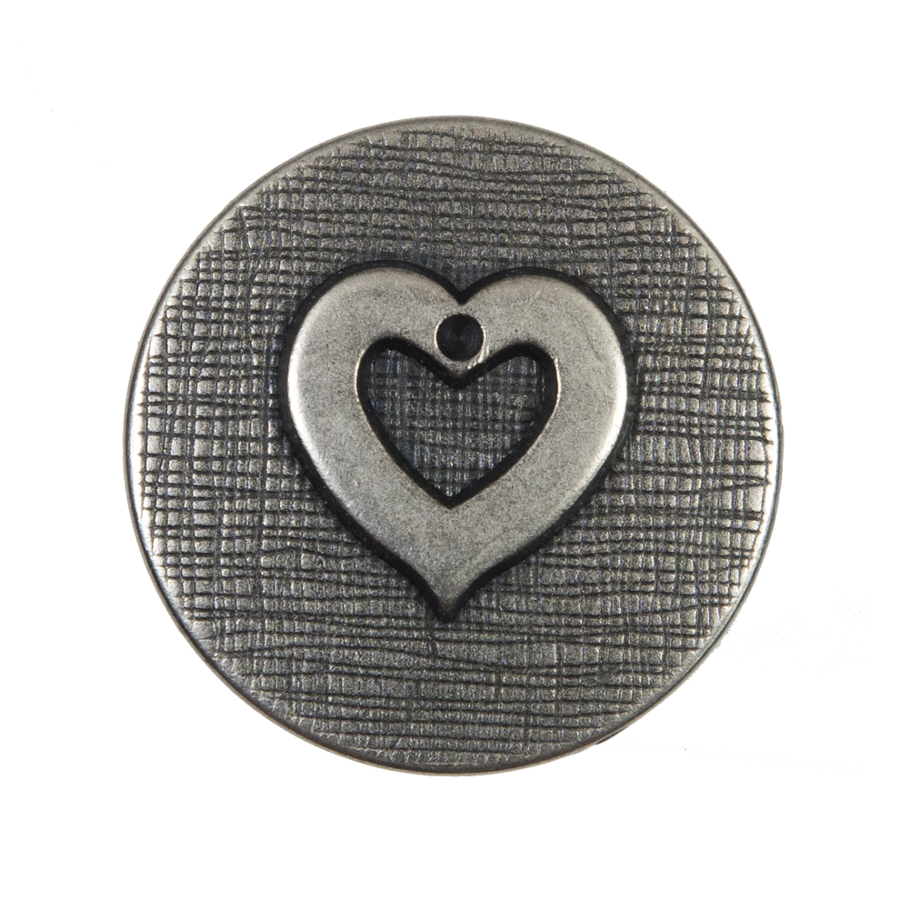Silver Metal Heart Shank Back Button – 44L/28mm Silver Metal Heart Shank Back Button – 44L/28mm