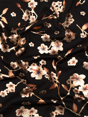 Black Ponte Knit with Rust Floral Foil Design Black Ponte Knit with Rust Floral Foil Design