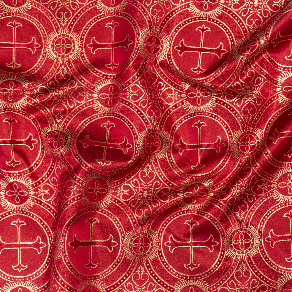 Red and Metallic Gold Ecclesiastical Medallion Jacquard Red and Metallic Gold Ecclesiastical Medallion Jacquard