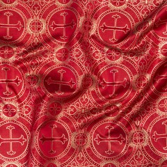 Red and Metallic Gold Ecclesiastical Medallion Jacquard Red and Metallic Gold Ecclesiastical Medallion Jacquard