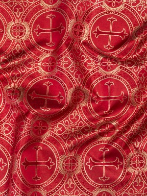 Red and Metallic Gold Ecclesiastical Medallion Jacquard Red and Metallic Gold Ecclesiastical Medallion Jacquard