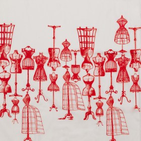 Egyptian Cotton Voile – White and Red Conversational – Vintage Dressforms Print – Mood Exclusive Haberdashery Collection Egyptian Cotton Voile – White and Red Conversational – Vintage Dressforms Print – Mood Exclusive Haberdashery Collection