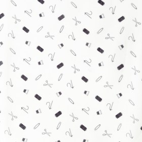 Egyptian Cotton Voile – White and Black Sewing Kit – Small Supplies Print – Mood Exclusive Haberdashery Collection Egyptian Cotton Voile – White and Black Sewing Kit – Small Supplies Print – Mood Exclusive Haberdashery Collection