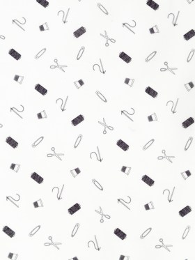 Egyptian Cotton Voile – White and Black Sewing Kit – Small Supplies Print – Mood Exclusive Haberdashery Collection Egyptian Cotton Voile – White and Black Sewing Kit – Small Supplies Print – Mood Exclusive Haberdashery Collection