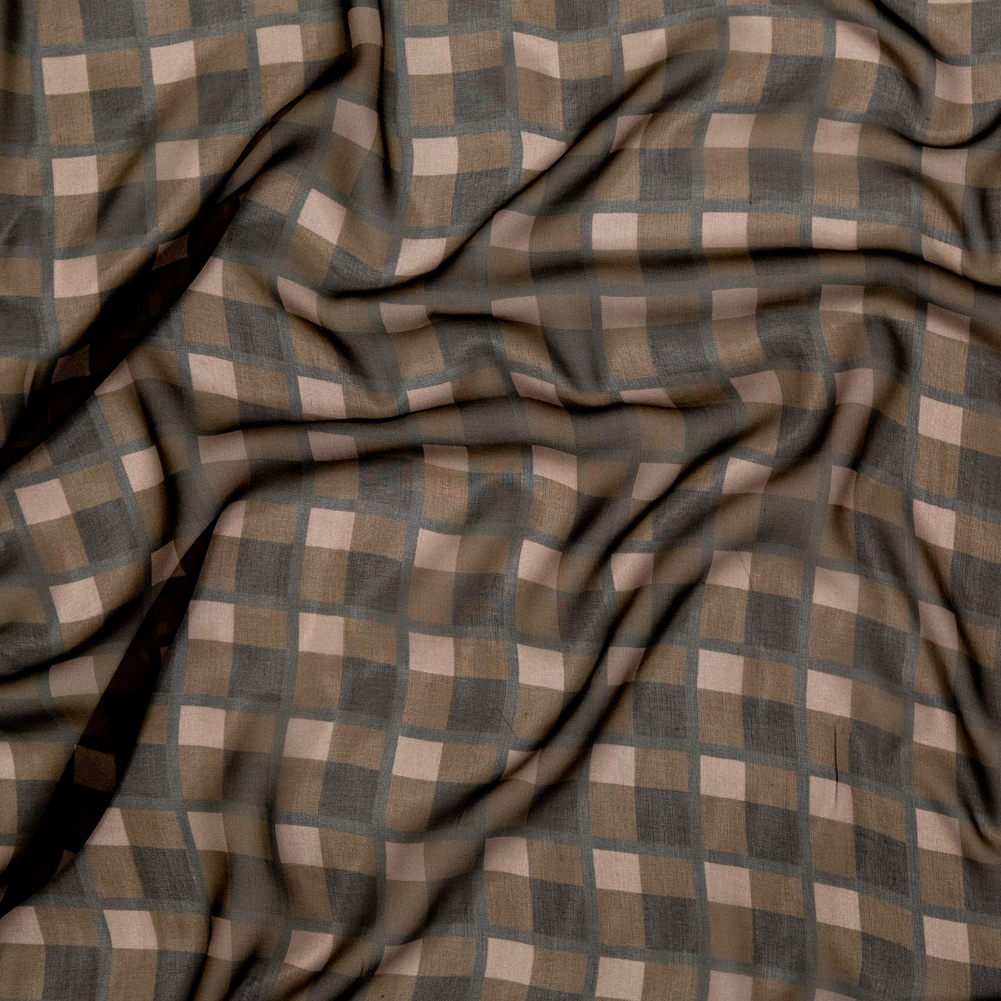 Green Squares Printed Silk Chiffon Green Squares Printed Silk Chiffon