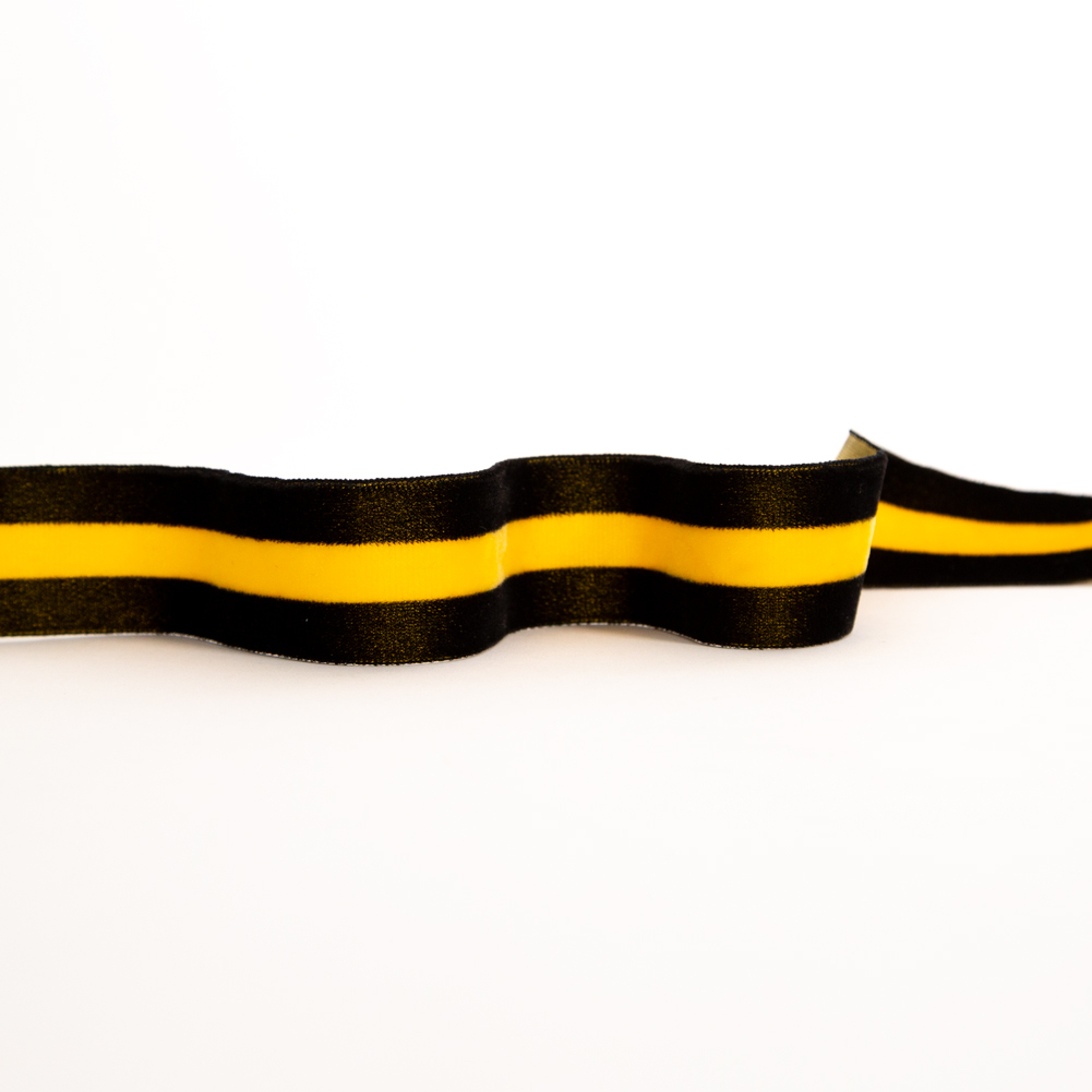Italian Black and Yellow Striped Velvet Ribbon – 1.5″ Italian Black and Yellow Striped Velvet Ribbon – 1.5″