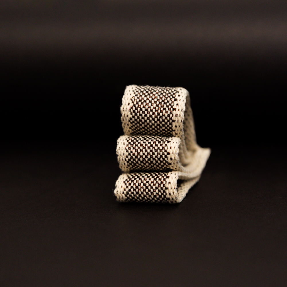 Italian Natural and Metallic Dark Copper Woven Cotton Trimming - 1"