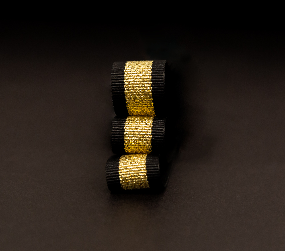 Italian Metallic Gold and Black Striped Grosgrain Ribbon - 0.625"