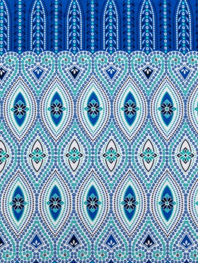 Blue and Sea Green Floral Cotton Twill Panel Blue and Sea Green Floral Cotton Twill Panel