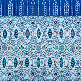 Blue and Sea Green Floral Cotton Twill Panel Blue and Sea Green Floral Cotton Twill Panel