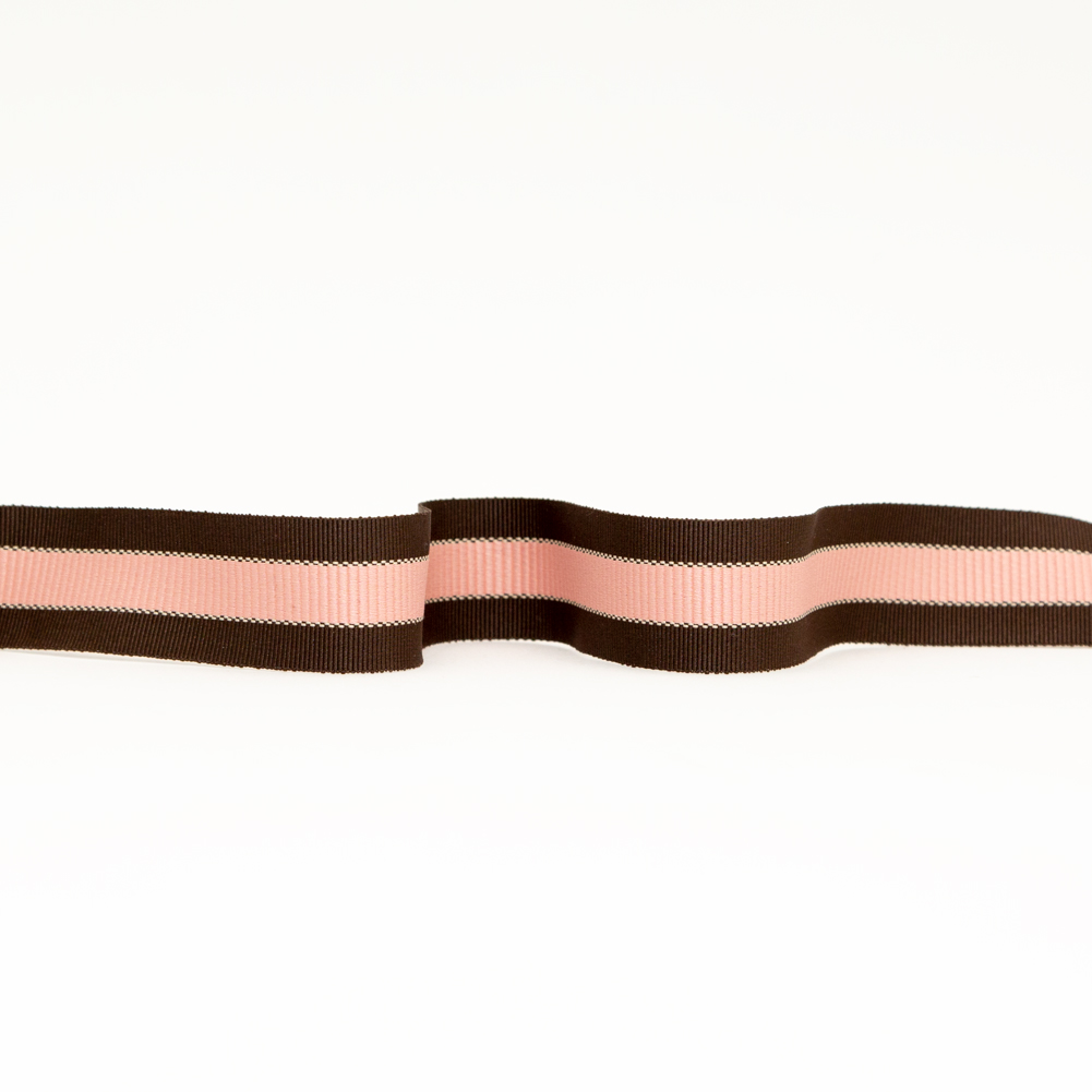 Italian Brown and Pink Striped Grosgrain Ribbon – 1.25″ Italian Brown and Pink Striped Grosgrain Ribbon – 1.25″
