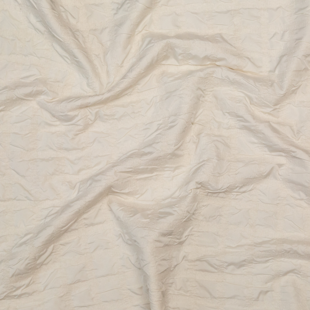 Ivory Bonded Taffeta and Wool Knit featuring Puckered Squares Ivory Bonded Taffeta and Wool Knit featuring Puckered Squares