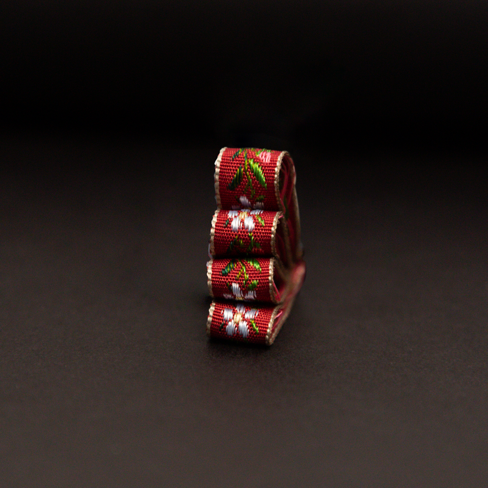 Italian Red Floral Jacquard Ribbon - 0.375"