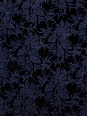 Floral Bonded Wool Knit and Velour – Navy and Black Floral Bonded Wool Knit and Velour – Navy and Black