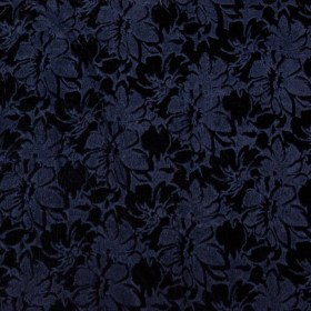 Floral Bonded Wool Knit and Velour – Navy and Black Floral Bonded Wool Knit and Velour – Navy and Black