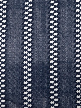 Polyester Lace with Finished Edges – Navy Lattice Stripes Polyester Lace with Finished Edges – Navy Lattice Stripes
