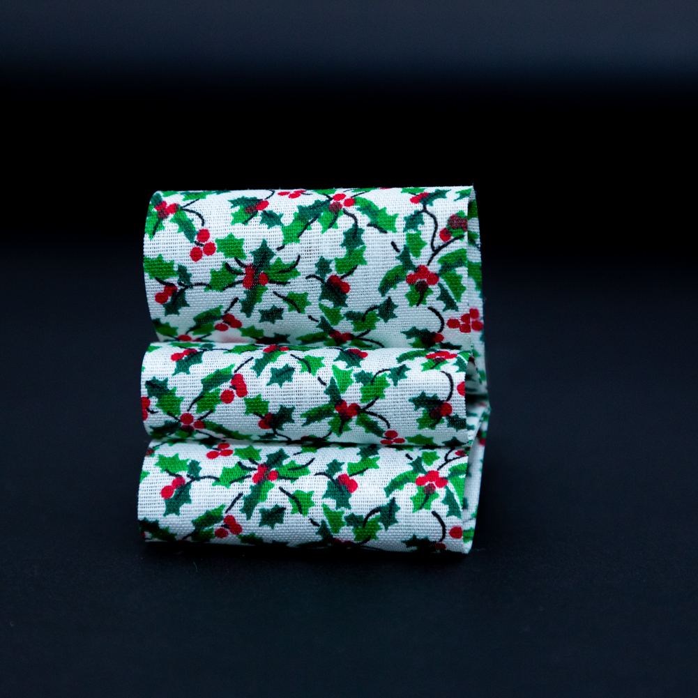 Green and White Holly Christmas Ribbon - 1.875"