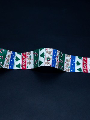 Red, Green and Blue Striped Christmas Ribbon – 1.875″ Red, Green and Blue Striped Christmas Ribbon – 1.875″