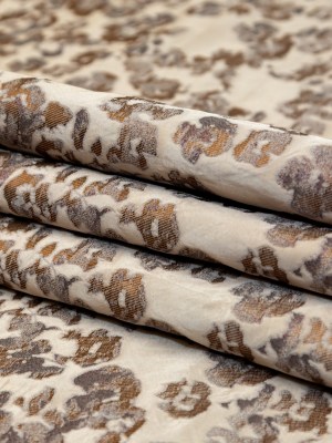 Beige and Metallic Bronze Floral Polyester Jacquard Beige and Metallic Bronze Floral Polyester Jacquard