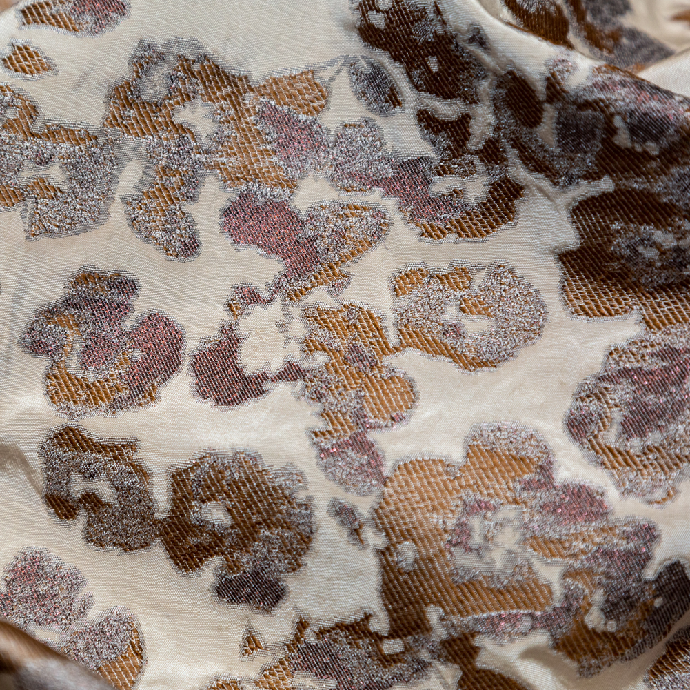 Beige and Metallic Bronze Floral Polyester Jacquard Beige and Metallic Bronze Floral Polyester Jacquard
