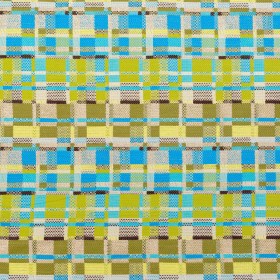 Blue, Green and Metallic Silver Color-Blocked Tweed Blue, Green and Metallic Silver Color-Blocked Tweed