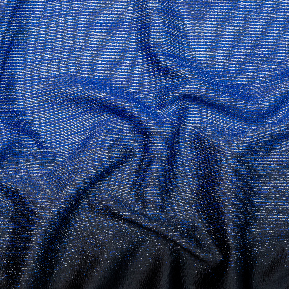 Royal Blue, Black and Metallic Silver Striped Woven Royal Blue, Black and Metallic Silver Striped Woven