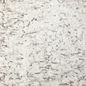 Faux Leather Fringe Fabric on a Mesh Backing – Metallic Silver on White Faux Leather Fringe Fabric on a Mesh Backing – Metallic Silver on White