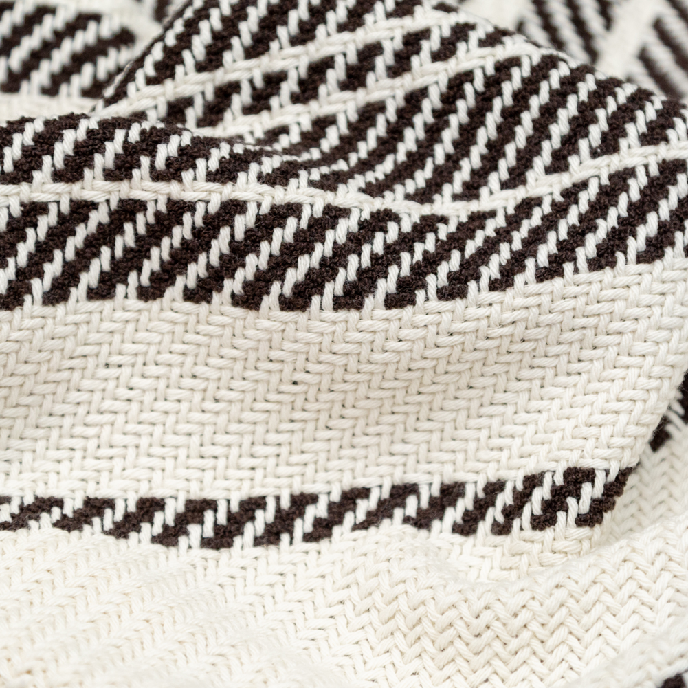 Off-White and Dark Brown Striped Loosely Woven Cotton Twill Off-White and Dark Brown Striped Loosely Woven Cotton Twill