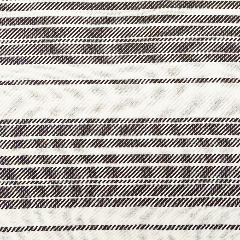 Off-White and Dark Brown Striped Loosely Woven Cotton Twill Off-White and Dark Brown Striped Loosely Woven Cotton Twill