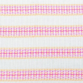 Magenta, Orange and Beige Awning Striped Cotton Tweed Magenta, Orange and Beige Awning Striped Cotton Tweed