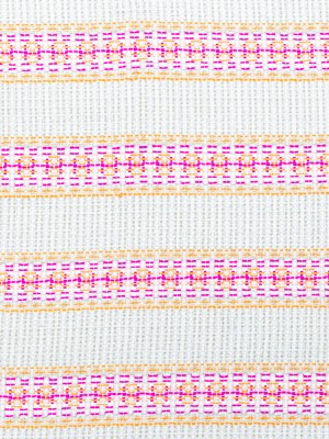 Magenta, Orange and Beige Awning Striped Cotton Tweed Magenta, Orange and Beige Awning Striped Cotton Tweed