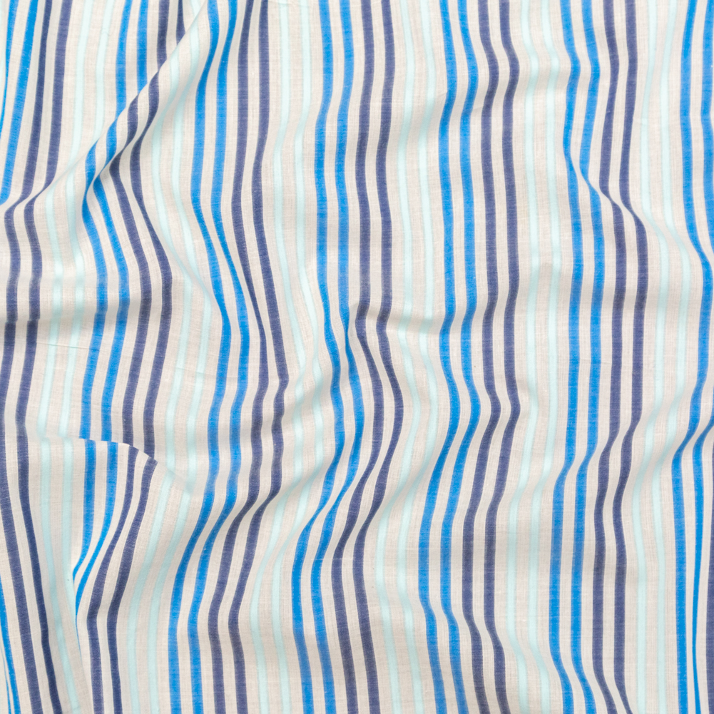 Cotton Voile – Navy, Cobalt and Baby Blue Stripes Cotton Voile – Navy, Cobalt and Baby Blue Stripes