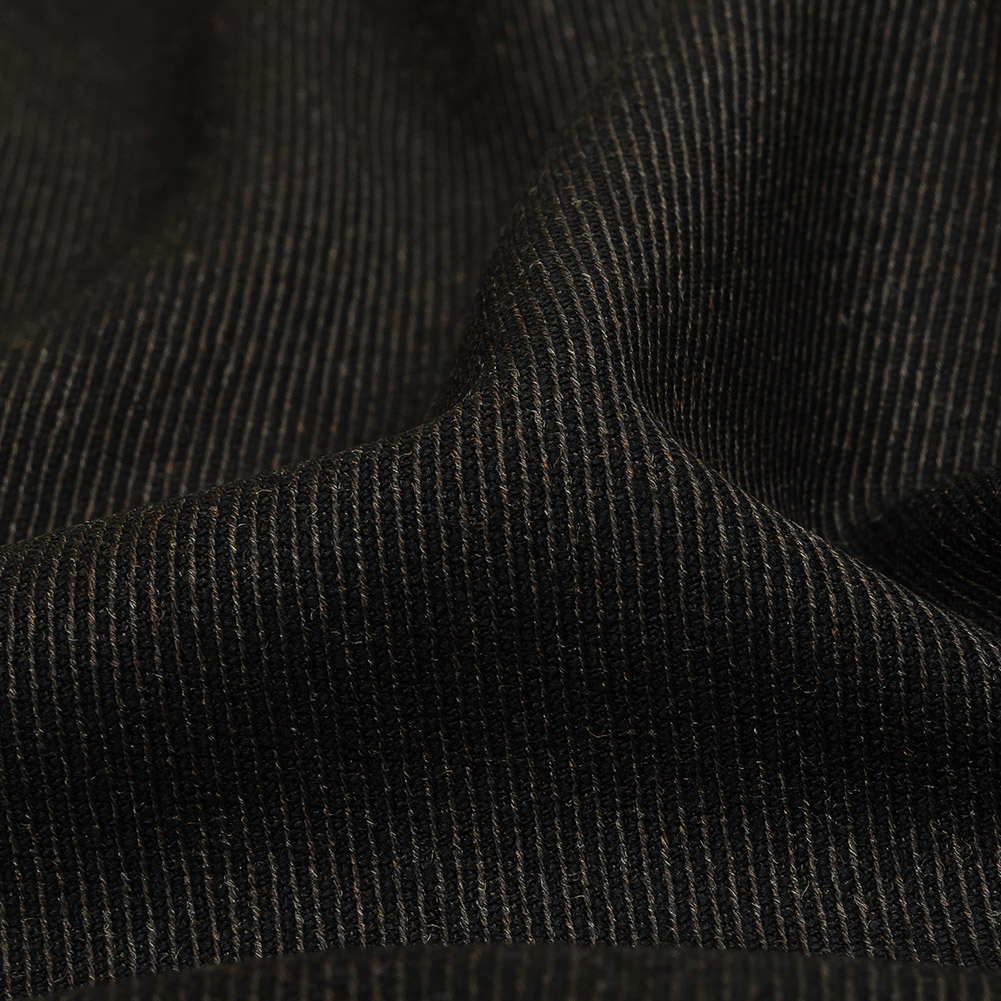Italian Navy and Brown Heathered Stretch Wool Twill Suiting