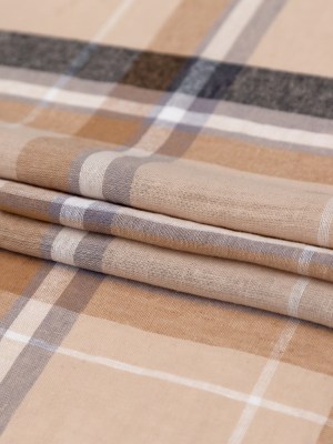Beige Plaid Cotton Gauze Beige Plaid Cotton Gauze
