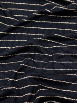 Black and Metallic Gold Striped Rib Knit Black and Metallic Gold Striped Rib Knit