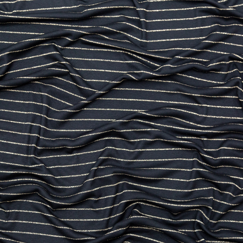 Black and Metallic Gold Striped Rib Knit Black and Metallic Gold Striped Rib Knit