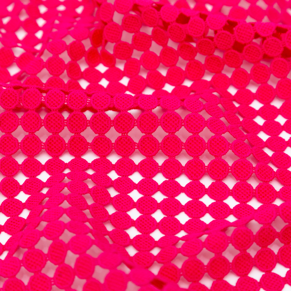 Cotton Guipure Lace – Hot Pink Geometric Cotton Guipure Lace – Hot Pink Geometric