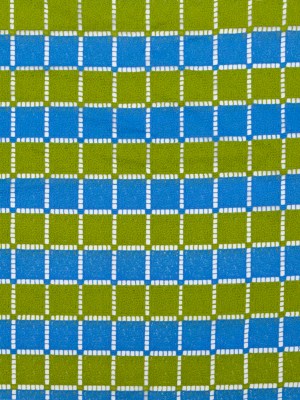 Guipure Lace – Lime and Rivera Blue Striped Squares Guipure Lace – Lime and Rivera Blue Striped Squares