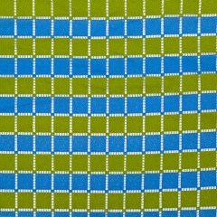 Guipure Lace – Lime and Rivera Blue Striped Squares Guipure Lace – Lime and Rivera Blue Striped Squares