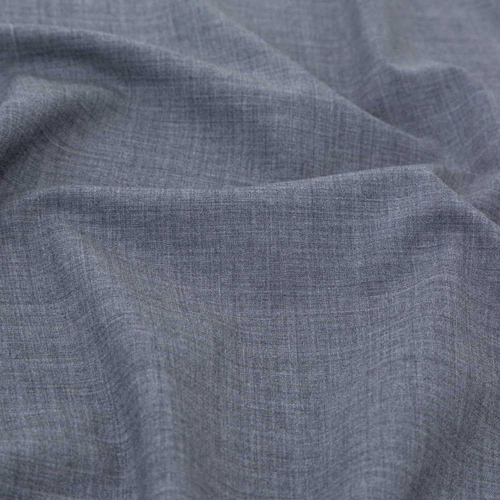 Italian Heathered Gray Stretch Wool Suiting