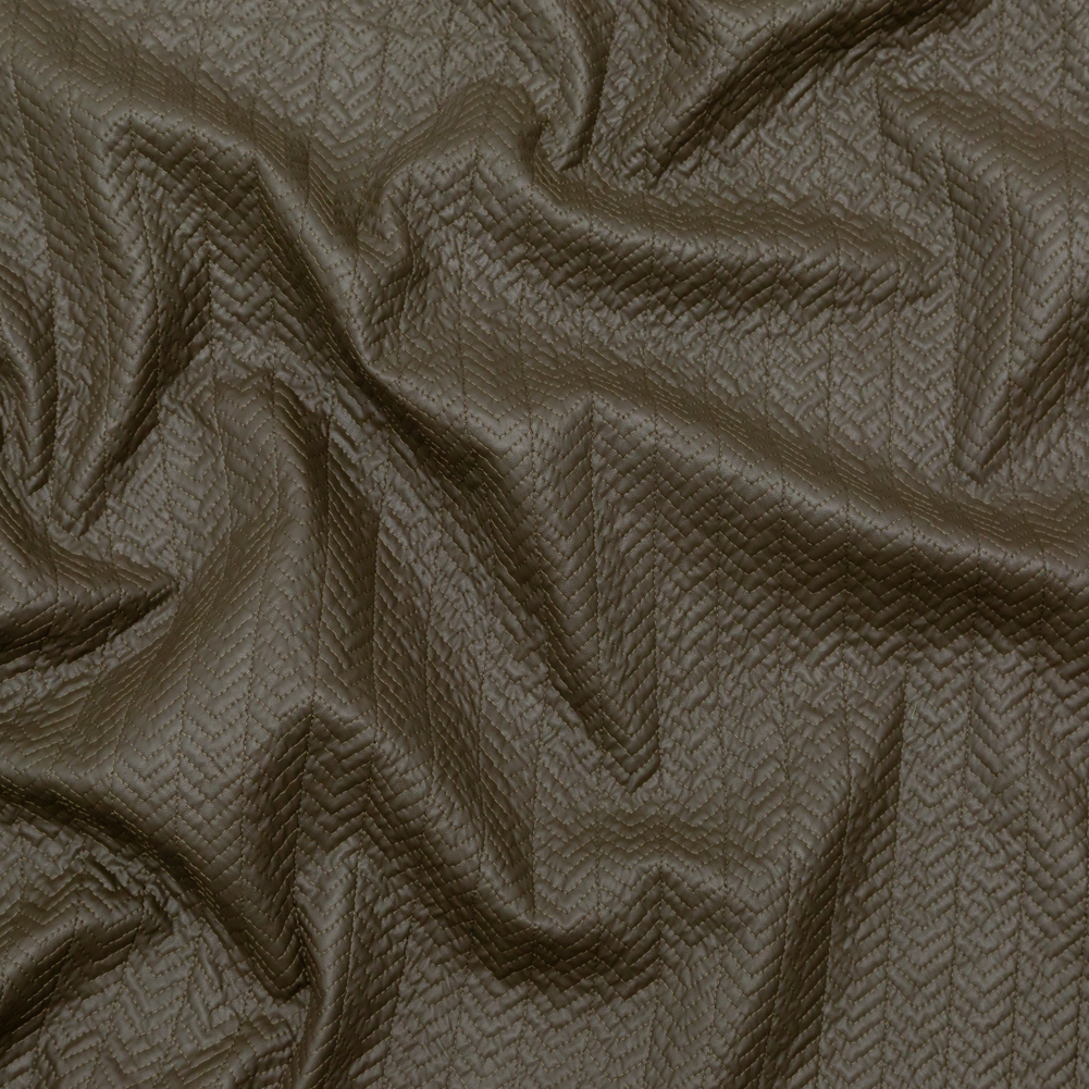 Muted Brown Chevron Quilted Coating with Filler Muted Brown Chevron Quilted Coating with Filler
