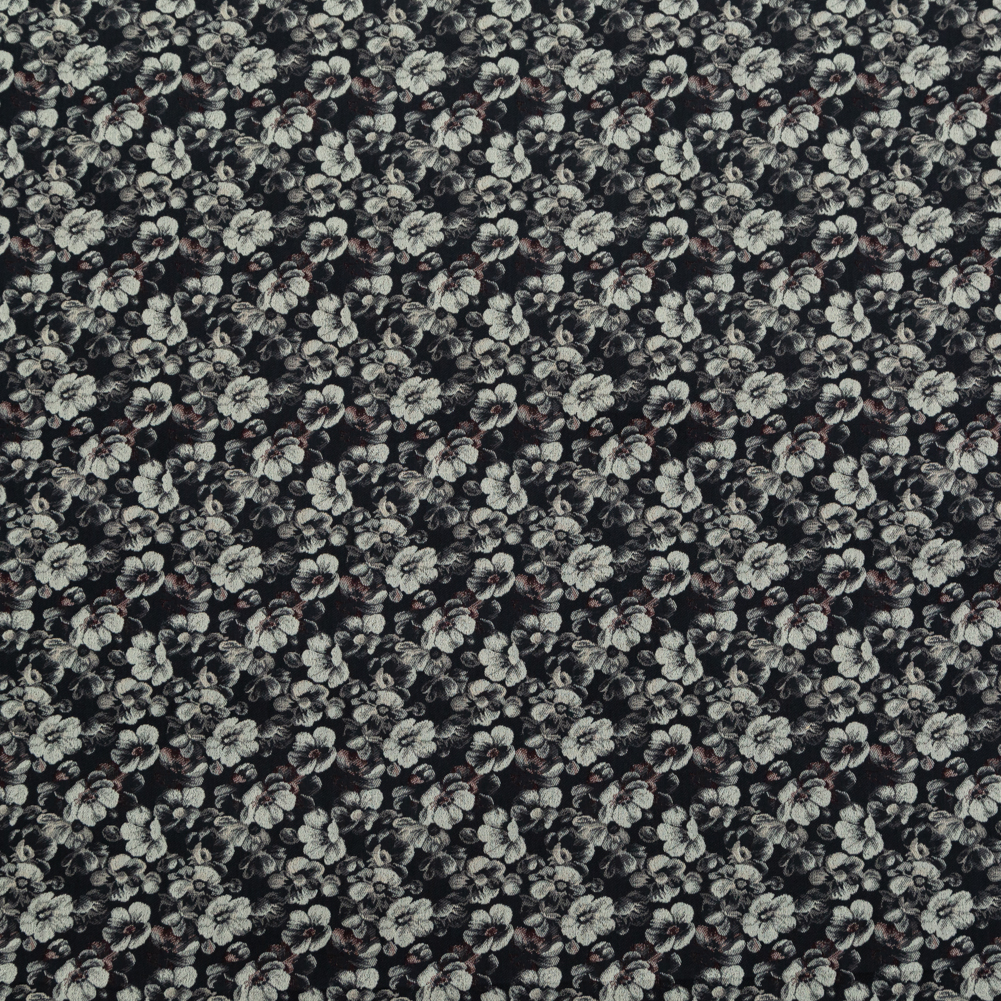 Italian Black, Beige and Brown Floral Stretch Jacquard Italian Black, Beige and Brown Floral Stretch Jacquard