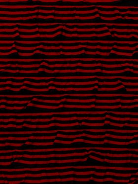 Black Polyester Jersey with Red and Black Bengal Striped Ruffles Black Polyester Jersey with Red and Black Bengal Striped Ruffles