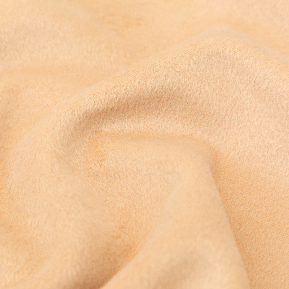 Italian Beige Faux Camel Hair Coating with White Jersey Backing