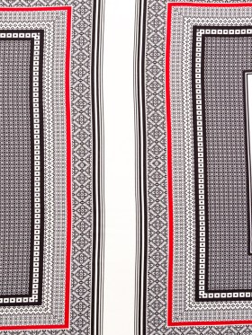 Italian Black, Optic White and Very Cherry Panel Printed Rayon Jersey Italian Black, Optic White and Very Cherry Panel Printed Rayon Jersey