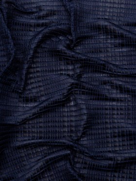 Navy Stretch Polyester Pleated Knit Navy Stretch Polyester Pleated Knit