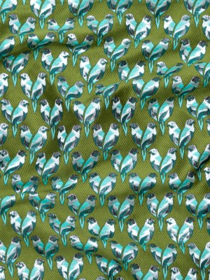 Grass Green and Jade Metallic Bird Jacquard Grass Green and Jade Metallic Bird Jacquard