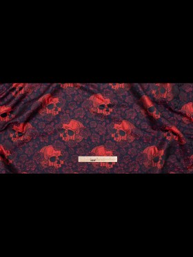 Red and Midnight Blue Skull Brocade Red and Midnight Blue Skull Brocade