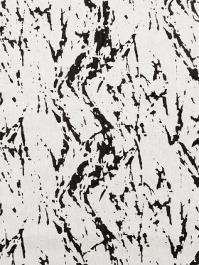 White and Black Abstract Burnout Polyester Woven with Fused Backing White and Black Abstract Burnout Polyester Woven with Fused Backing