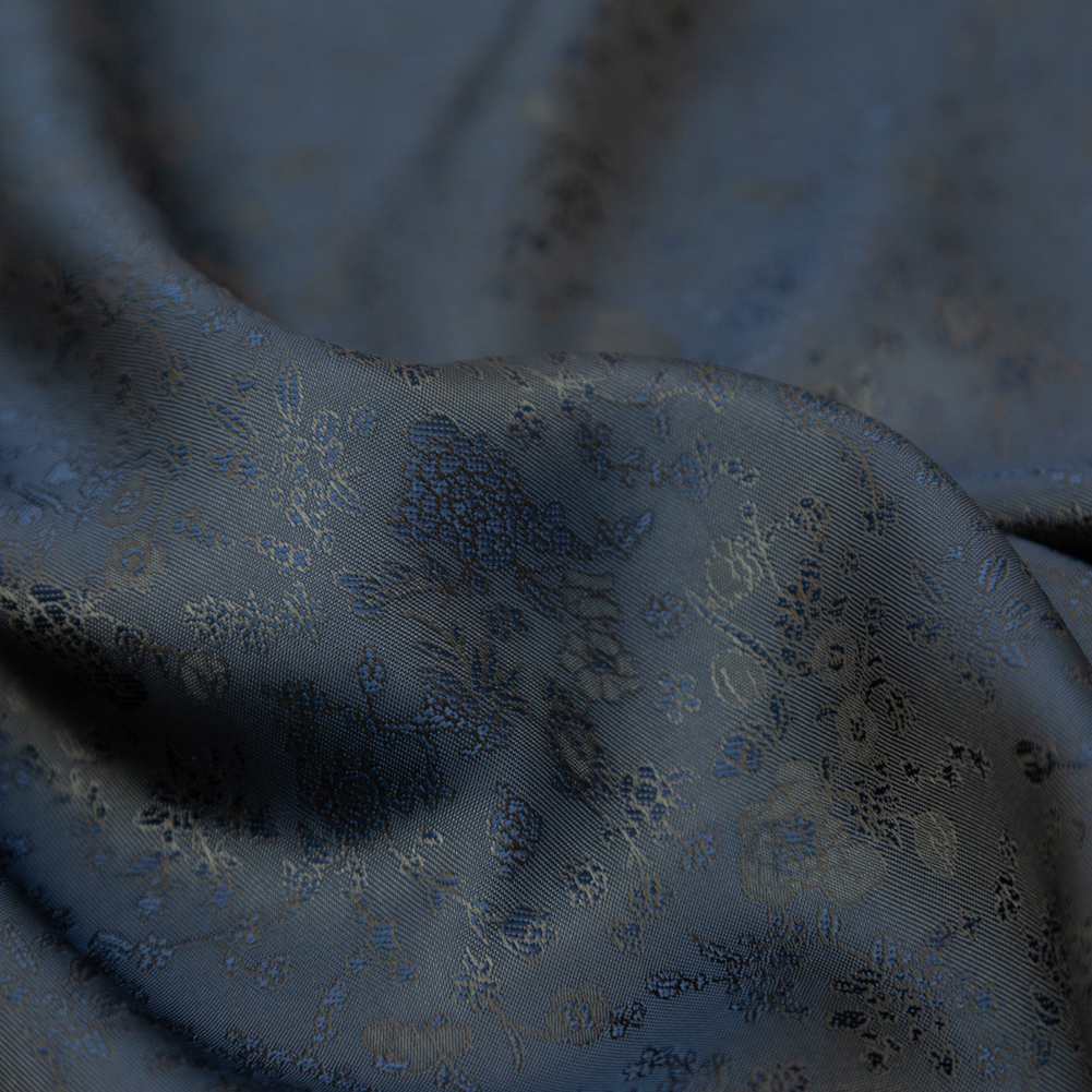 Military Green and Blue Sea Bi-Color Floral Jacquard Lining Military Green and Blue Sea Bi-Color Floral Jacquard Lining